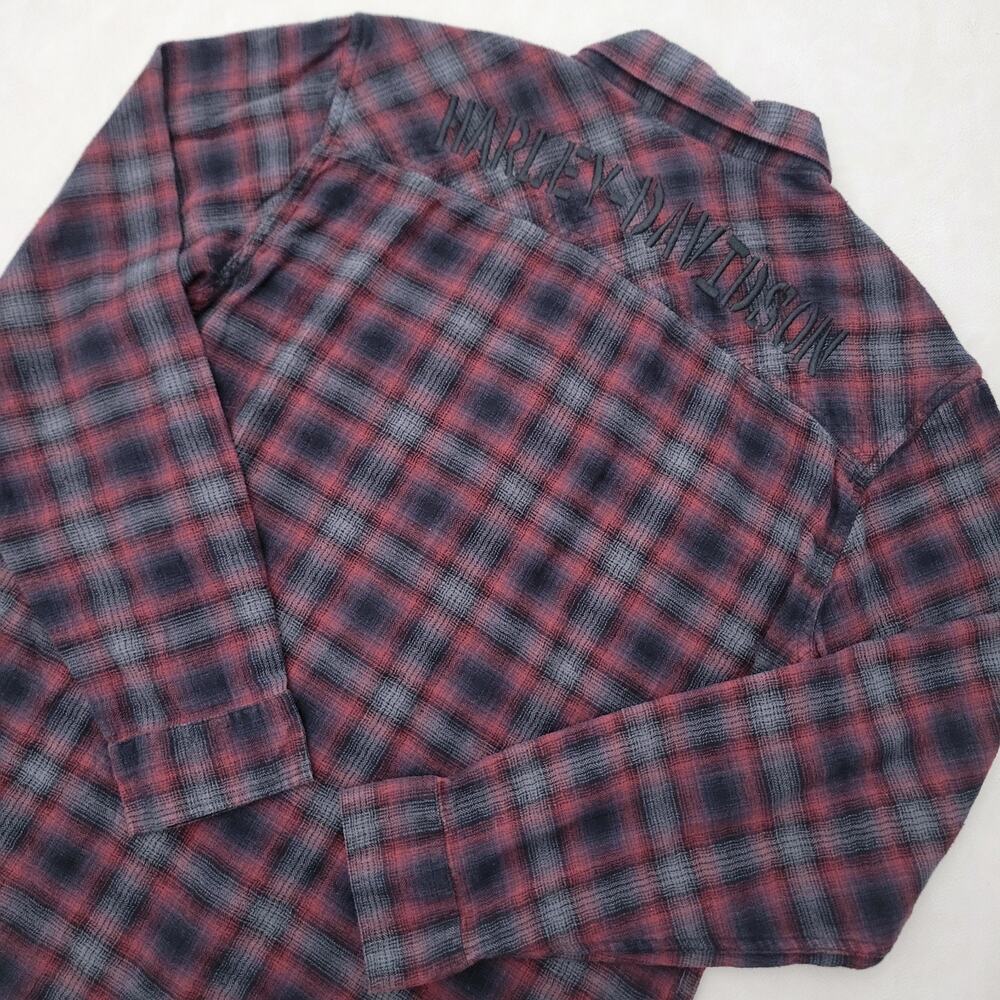 Harley-Davidson Mens Plaid Flannel Button Down Long Sleeve Shirt Size Large